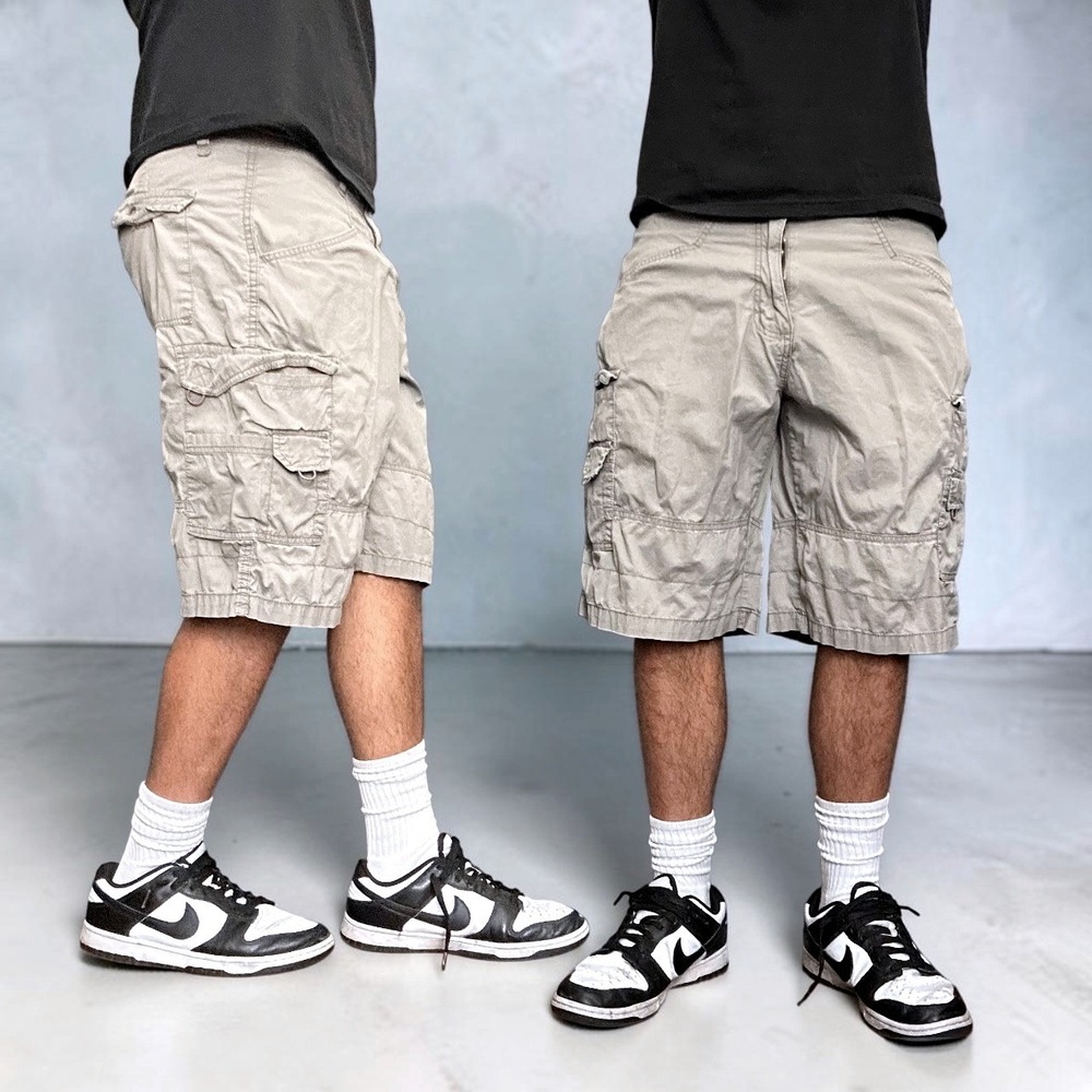 Monument Khaki Cargo Shorts Baggy Skater Y2K Tan Size 34